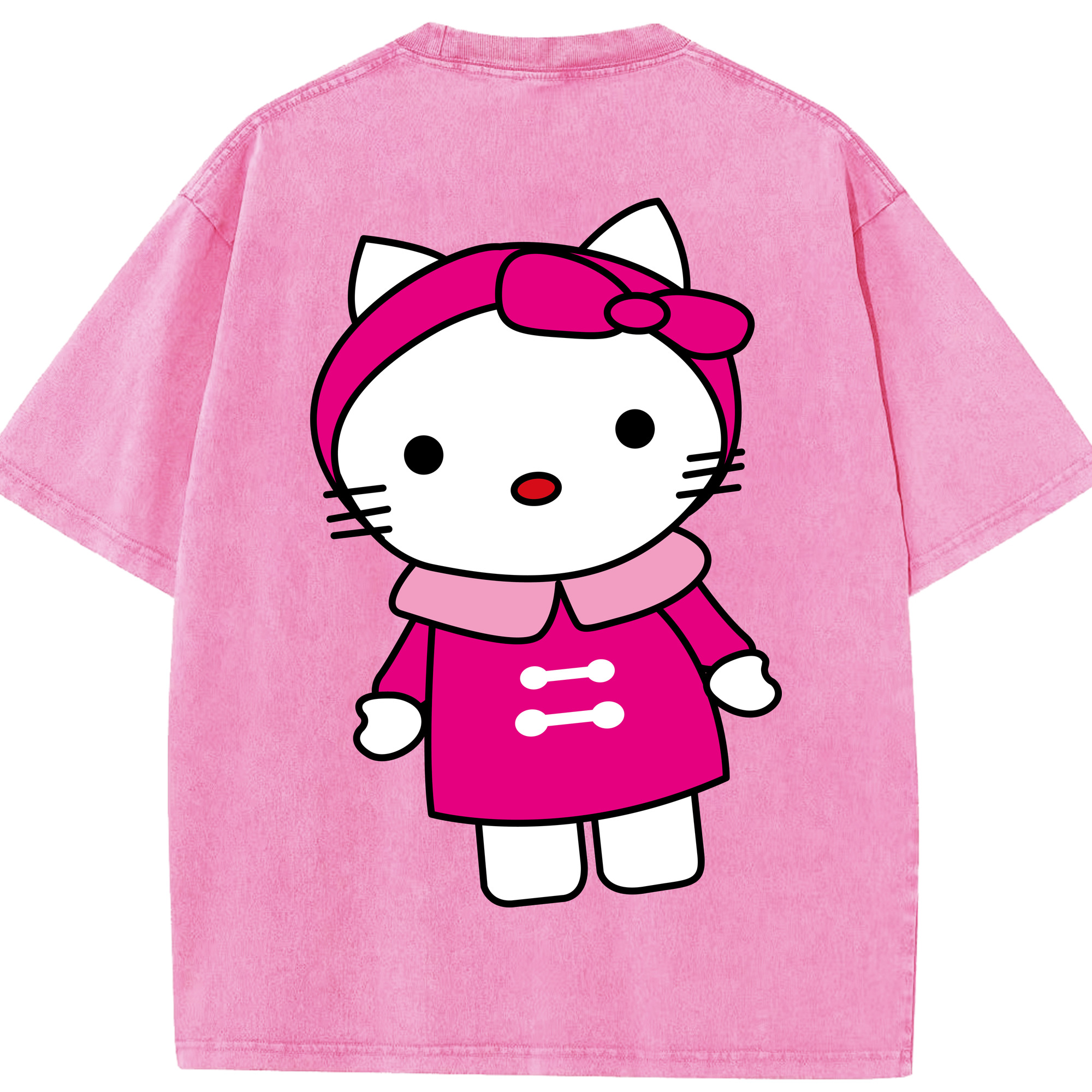（画像用） Hello Kitty ハローキティ 綿100% ヴィンテージ風 半袖Tシャツ（背面プリント）